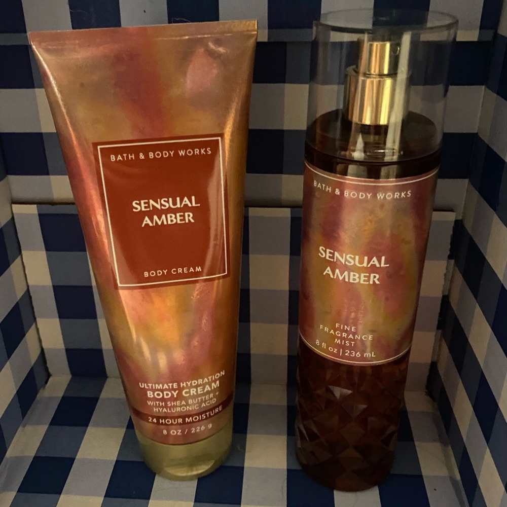 NWT Bath & Body Works Sensual Amber full size fragrance mist & body cream
